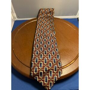 XMI 325 Series Burgundy Blue‎ Men's 100% Silk Tie Geometric Necktie